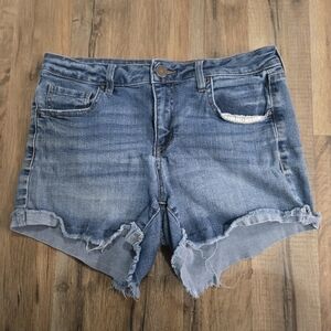 Refuge  Jean Shorts Women Size 4 Blue Stretch Denim Frayed Hem